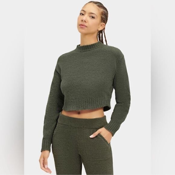 UGG Mock Neck Cropped Heddie Sweater - Military Green M - Picture 1 of 6